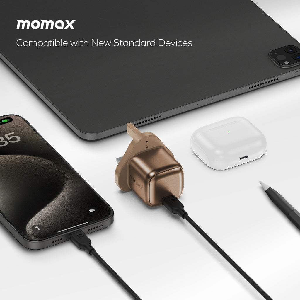 شاحن Momax 1-Charger بتقنية GaN بقوة 30 وات | رملي شاحن Momax 1-Charger بتقنية GaN بقوة 30 وات | رملي